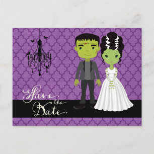 Carte Postale Faire-part Économies de mariage de Halloween la date