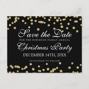 Carte Postale Faire-part Économies de Noël les confettis Blac de parties