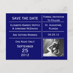 Carte Postale Faire-part Économies de photo de billet de bleu marine la