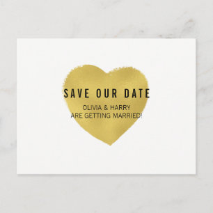 Carte Postale Faire-part Économies du coeur d'or d'effet d'aluminium la