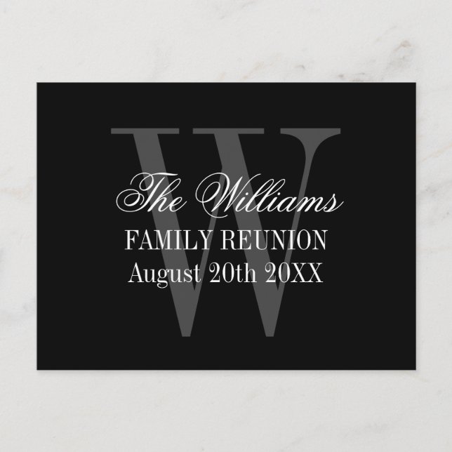 Carte Postale Faire-part Économies élégantes de monogramme de réunion de (Devant)