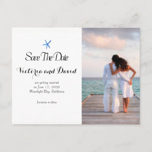 Carte Postale Faire-part Économies faites sur commande de mariage de plage