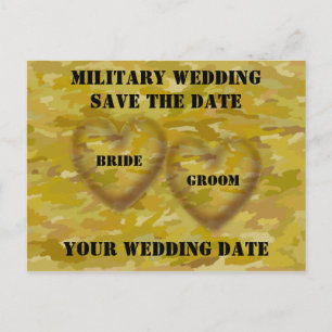 Carte Postale Faire-part Économies militaires de mariage la date