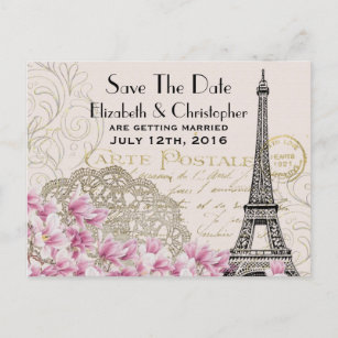 Carte Postale Faire-part Économies parisiennes de style de Tour Eiffel