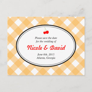 Carte Postale Faire-part Économies rustiques de cerise de pays orange de