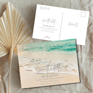 Carte Postale Faire-part Économies sur un mariage simple à la plage Enregis