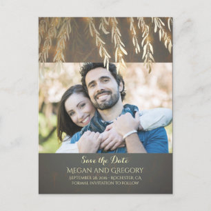 Carte Postale Faire-part Économies vintages de photo d'or de saule la date