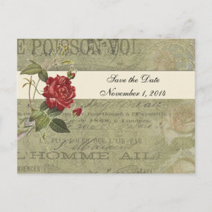 Carte Postale Faire-part Économies vintages françaises de papier de rose
