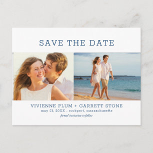 Carte Postale Faire-part Économisez la date de mariage avec trois photos et