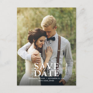 Carte Postale Faire-part Économisez la date de mariage avec une photo moder