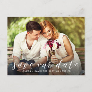 Carte Postale Faire-part Économisez la date de mariage de photo moderne de