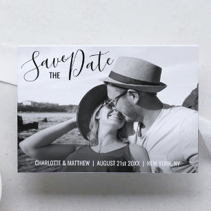 Carte Postale Faire-part Économisez la date de mariage en écriture noire mo