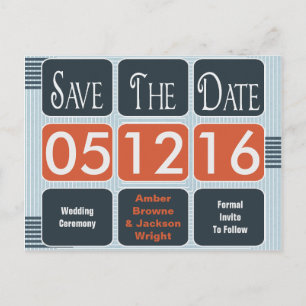 Carte Postale Faire-part Économisez la date de mariage moderne géométrique