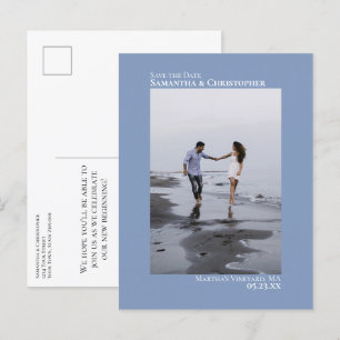 Carte Postale Faire-part Économisez la date de mariage photo minimaliste bl