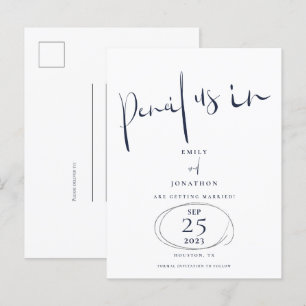 Carte Postale Faire-part Économisez la date en écriture manuscrite au crayo