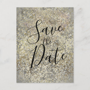 Carte Postale Faire-part Économisez la date Moderne Chic Crackle Paillettes