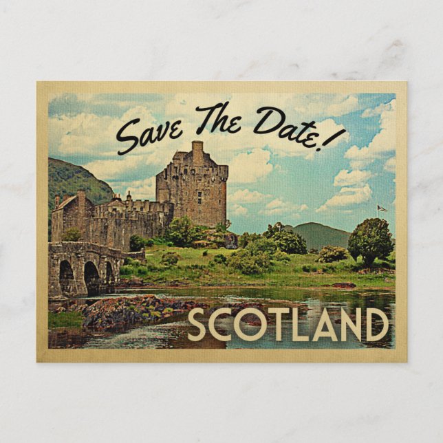 Carte Postale Faire-part Écosse Sauvegarder la date du château d'Eilean Don (Devant)