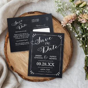 Carte Postale Faire-part Écriture de tableau noir Typographie moderne Enreg