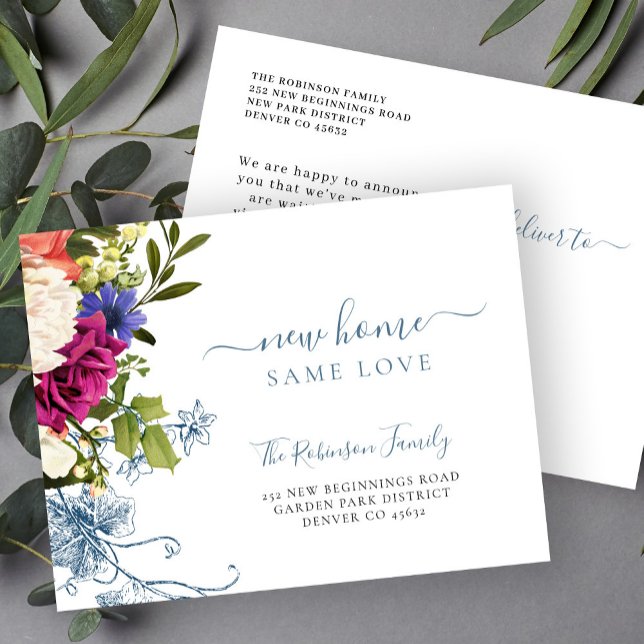 Carte Postale Faire-part Écriture florale botanique élégante mouvement (Créateur téléchargé)