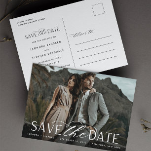 Carte Postale Faire-part Écriture Lisse   Photo Mariage Enregistrer la Date