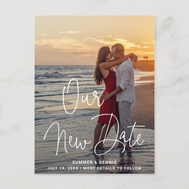 Carte Postale Faire-part Écriture manuscrite de script moderne Photo Modifi (Devant)