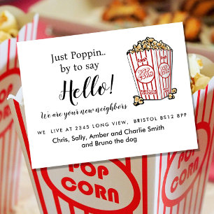 Carte Postale Faire-part Editable Hello Neighbor, Nouvelle Adresse, Popcorn