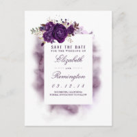 Eggplant Floral Elegant Enregistrer la date