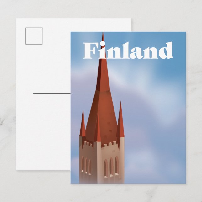 Carte Postale Faire-part Église de Finlande  (Devant / Derrière)
