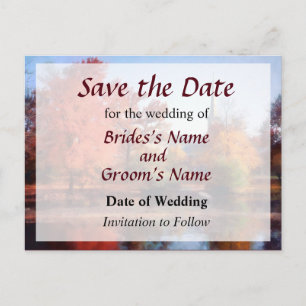 Carte Postale Faire-part Église en automne Enregistrez la date