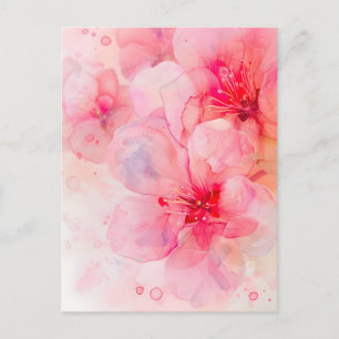 Carte Postale Faire-part Élégance de Pétales Roses Aquarelle
