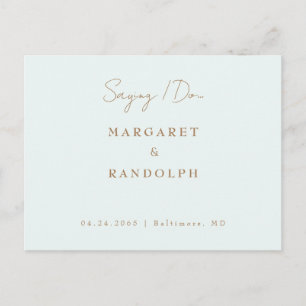 Carte Postale Faire-part Élégance frappée Mariage Enregistrer la date