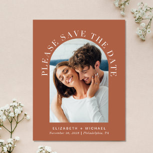 Carte Postale Faire-part Élégant Arc De Photo Terracotta Enregistrer La Dat