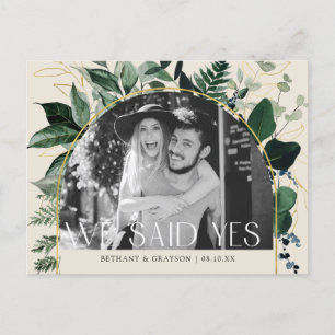 Carte Postale Faire-part Elégant Beige Botanical QR code Mariage photo