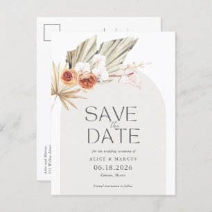 Carte Postale Faire-part Élégant Boho Floral Budget Mariage Enregistrer La 
