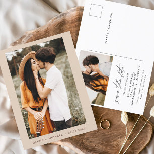Carte Postale Faire-part Elegant Boho Save the Date Photo Minimaliste