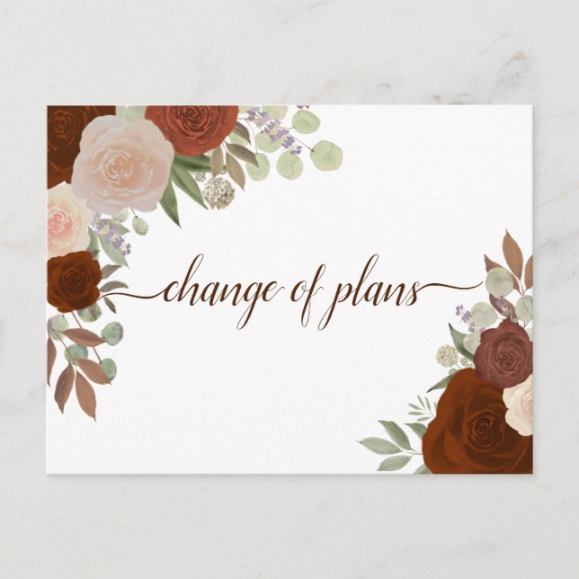 Carte Postale Faire-part Élégant changement de projets de mariage aux fleur (Devant)