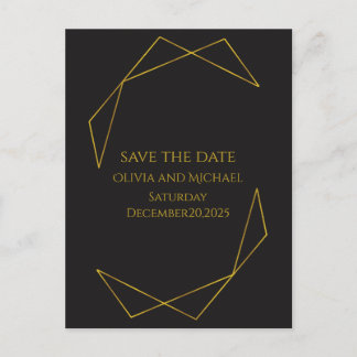 Carte Postale Faire-part Elegant dark and gold save the date card