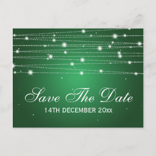 Carte Postale Faire-part Élégant Enregistrer La Date Sparkling Lines Emeral