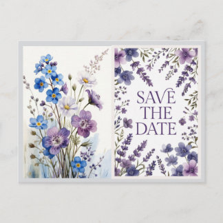 Carte Postale Faire-part Élégant Floral Enregistrez la Date