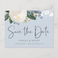 Élégant floral mariage bleu clair Save the Date