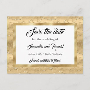 Carte Postale Faire-part Elégant Gold Faux Foil Wedding Enregistrer la date