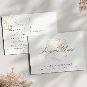 Carte Postale Faire-part Elegant Gold Hibiscus Flower Wedding Save the Date