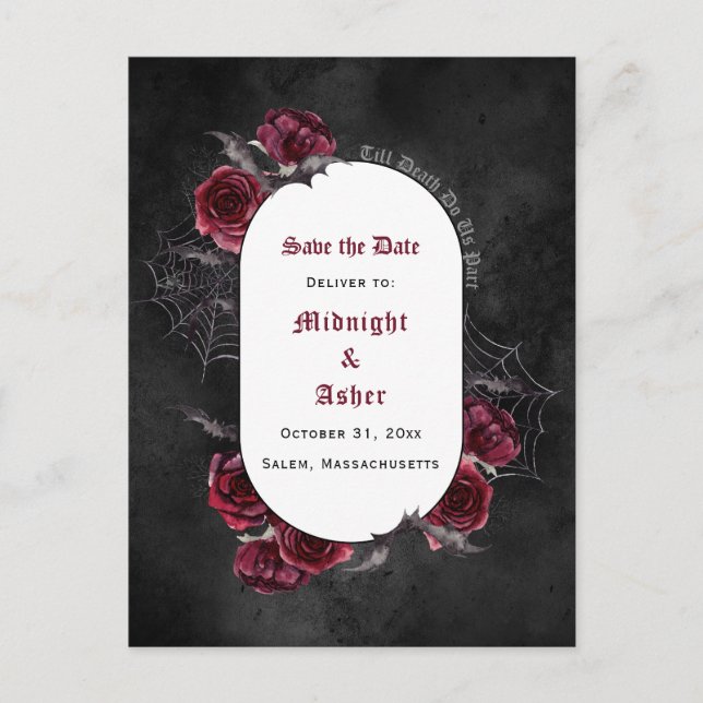 Carte Postale Faire-part Élégant gothique jusqu'à ce que la mort nous sépar (Devant)