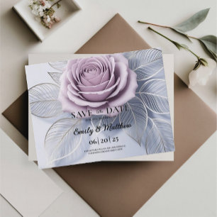 Carte Postale Faire-part Élégant Lavender Rose Mariage Enregistrer La Date