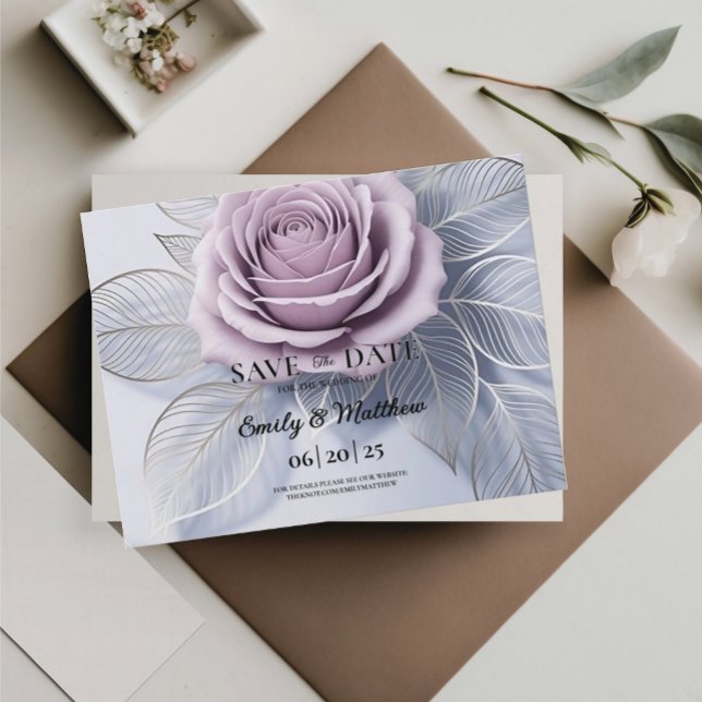 Carte Postale Faire-part Élégant Lavender Rose Mariage Enregistrer La Date (Créateur téléchargé)