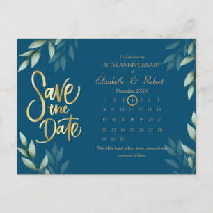 Carte Postale Faire-part Élégant Mariage du 50e anniversaire Le calendrier 