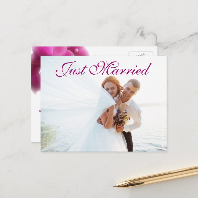 Carte Postale Faire-part Élégant Mariage Elopement (Devant/Arrière en situation)