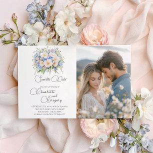 Carte Postale Faire-part Élégant Mariage Floral Sophistiqué Enregistrez la