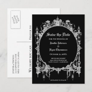 Carte Postale Faire-part Elégant mariage halloween enregistrer la date cart