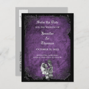 Carte Postale Faire-part Elégant mariage halloween enregistrer la date cart